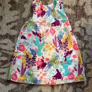 Girls' Sleeveless Floral Cactus Print Casual Dress - Multicolor